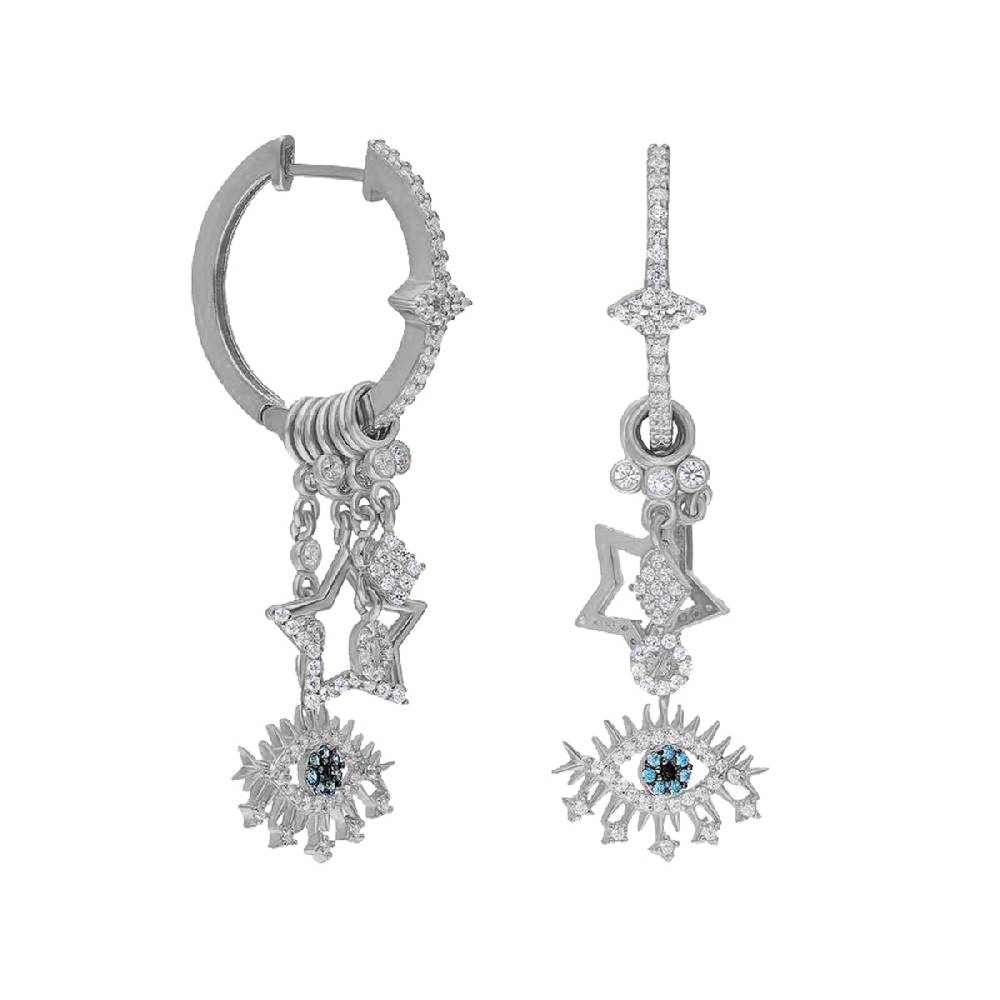 Kardelen Eye Effect Star Single Ohrring - 925 SILBER Rabatt