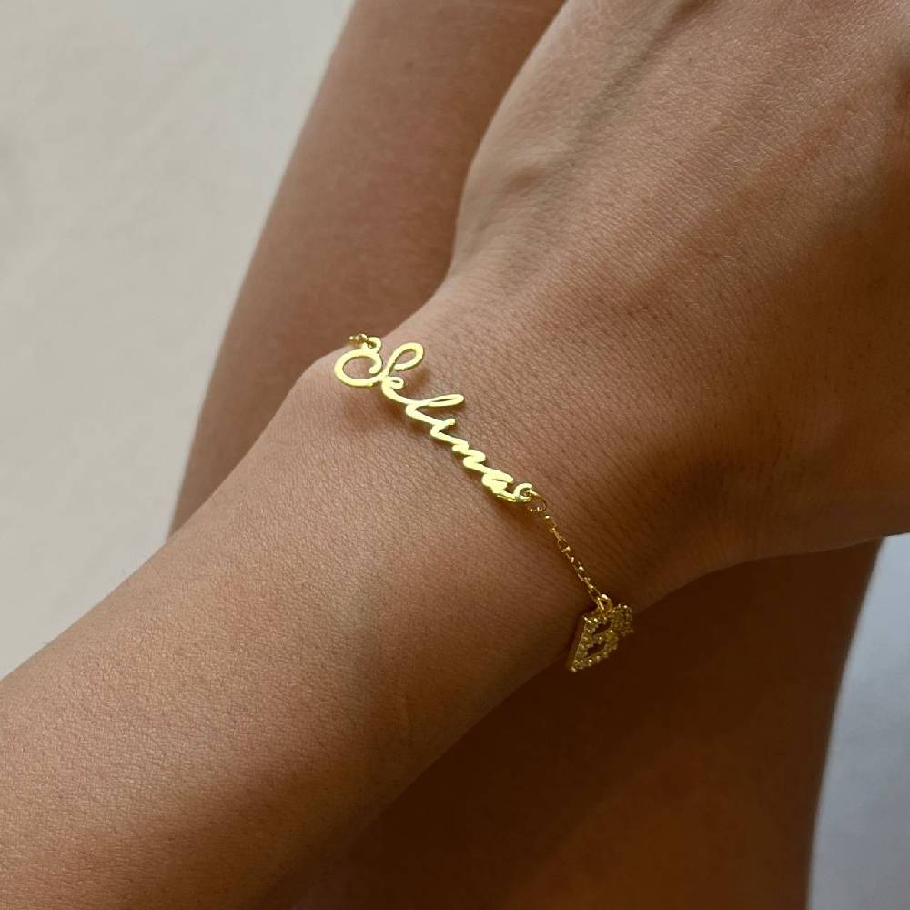 Kardelen NAMENSARMKETTE NOTERA MIT INITIAL UND NAZAR - 925 SILBER Online Shopping