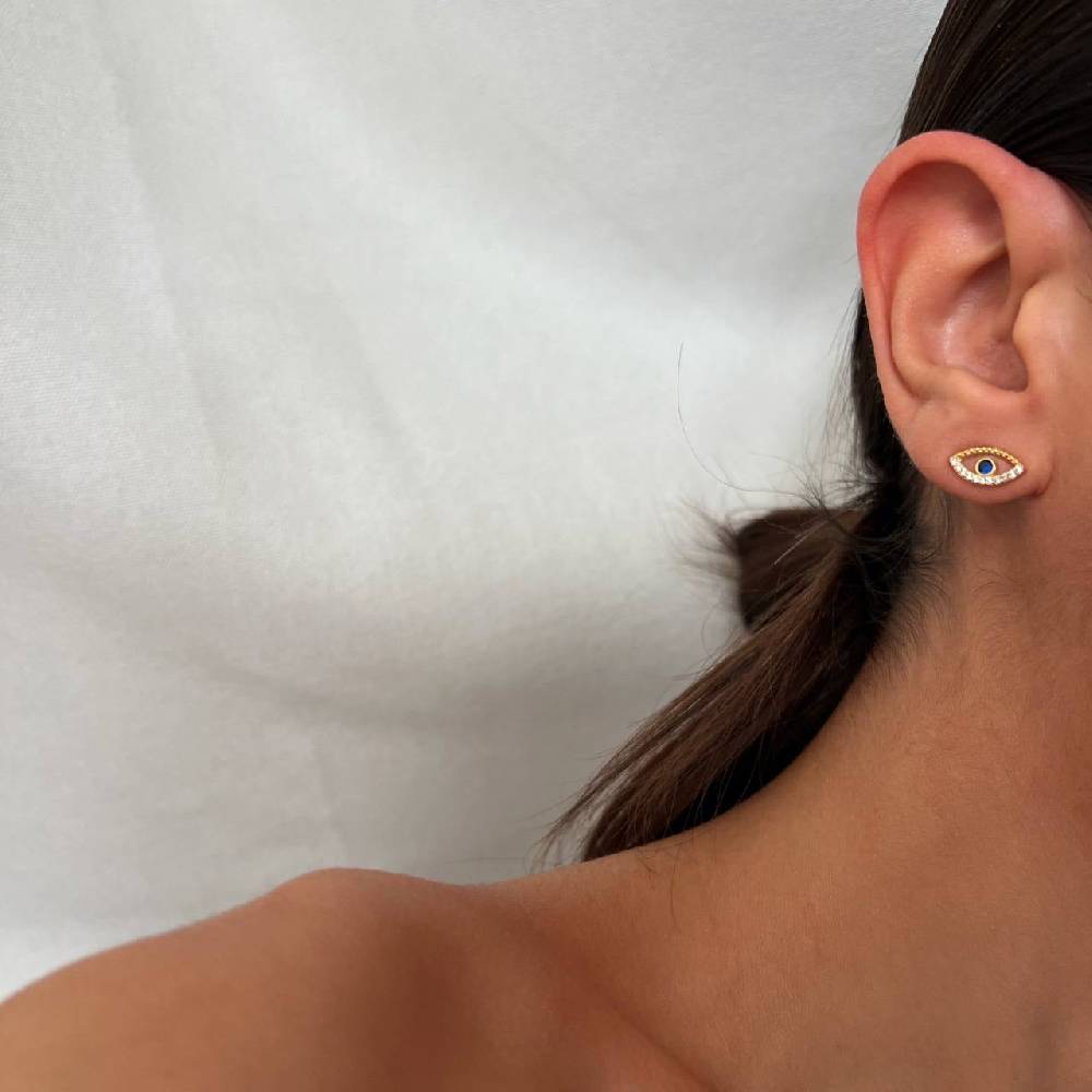 Kardelen Blue Eye stecker Ohrring - 925 SILBER Exklusivangebot