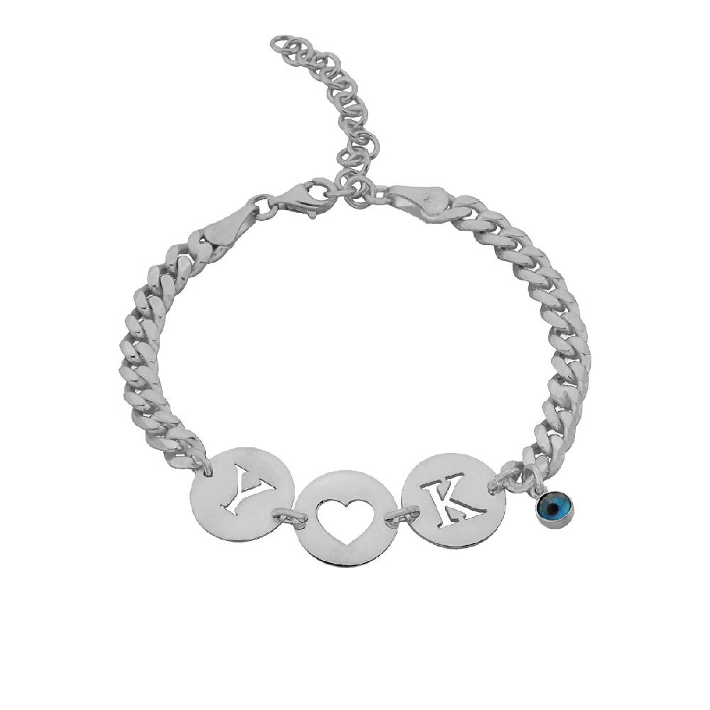 Kardelen Gourmet Armband mit Initialen und Nazar - 925 SILBER Weihnachtsangebot