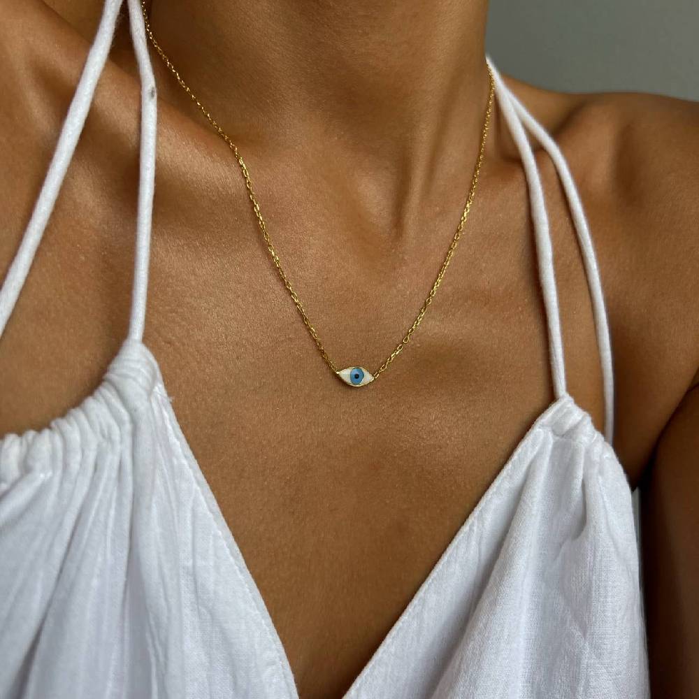 Kardelen COLORFULL MINI EYE NECKLACE - 925 SILBER Vatertagsangebot