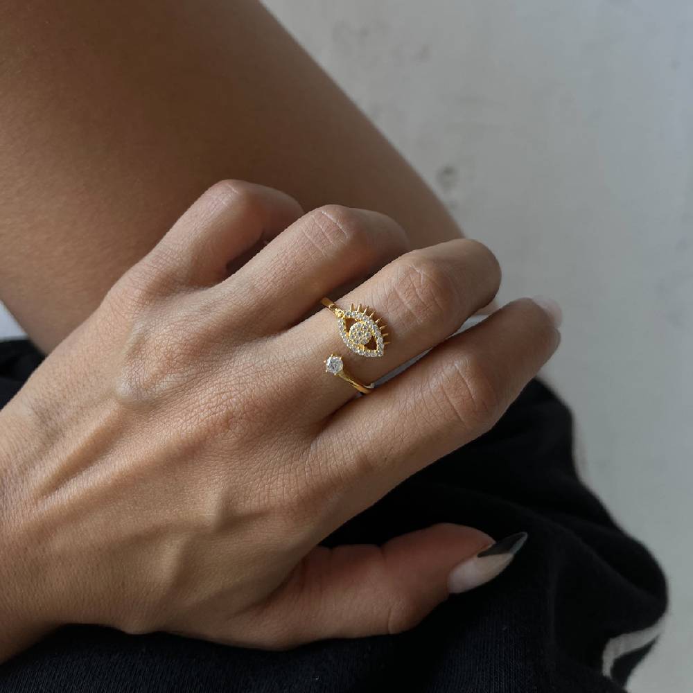 Kardelen Zirconia Eye Ring - 925 SILBER Begrenzte Freigabe