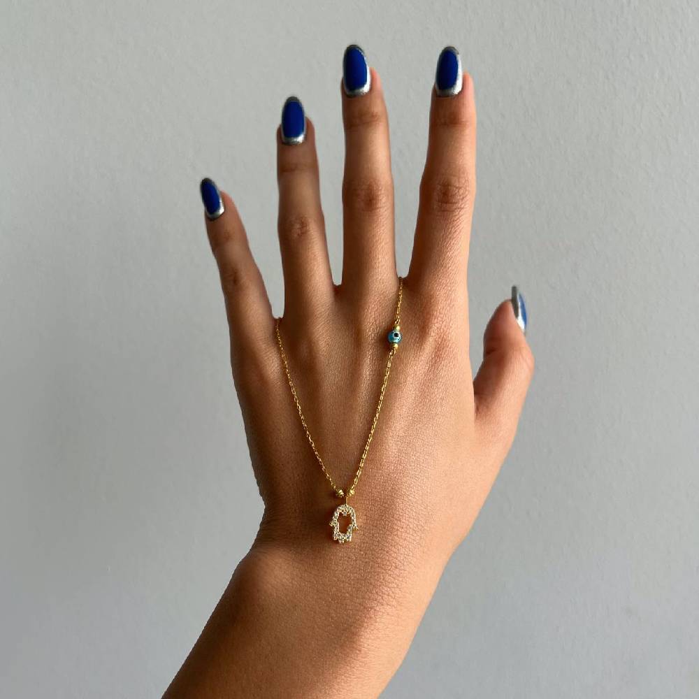 Kardelen FATIMAS HAND ZIRKONIA HALSKETTE MIT NAZAR - 925 SILBER JETZT KAUFEN