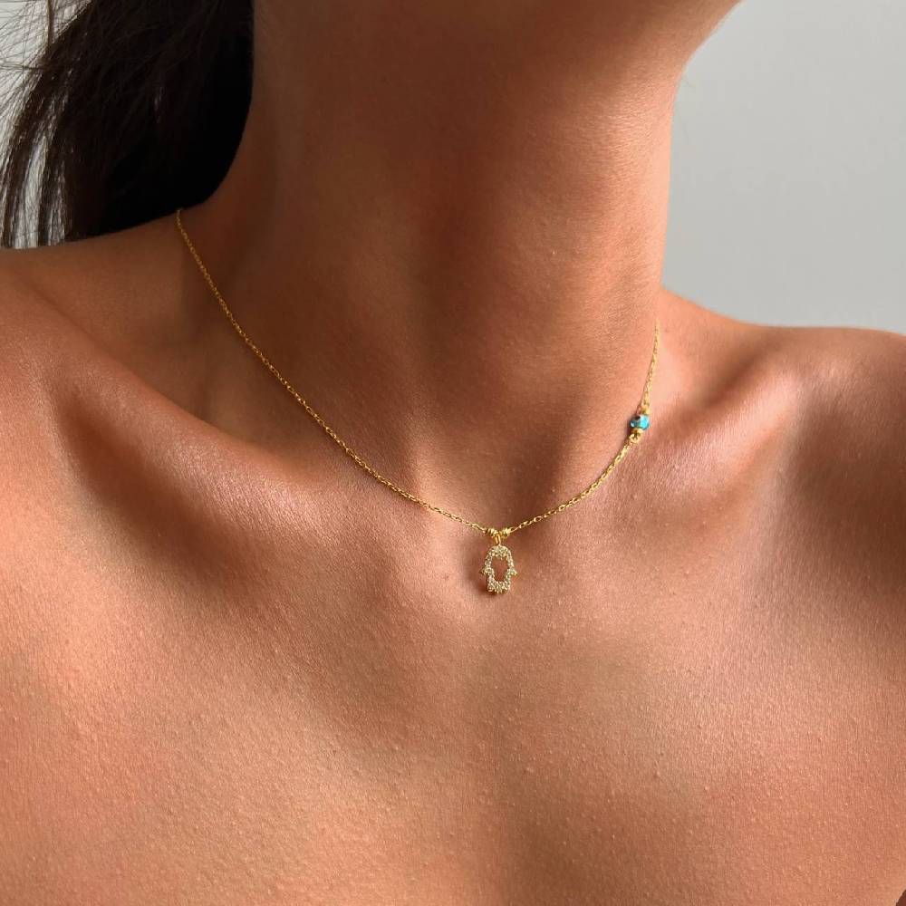 Kardelen FATIMAS HAND ZIRKONIA HALSKETTE MIT NAZAR - 925 SILBER JETZT KAUFEN