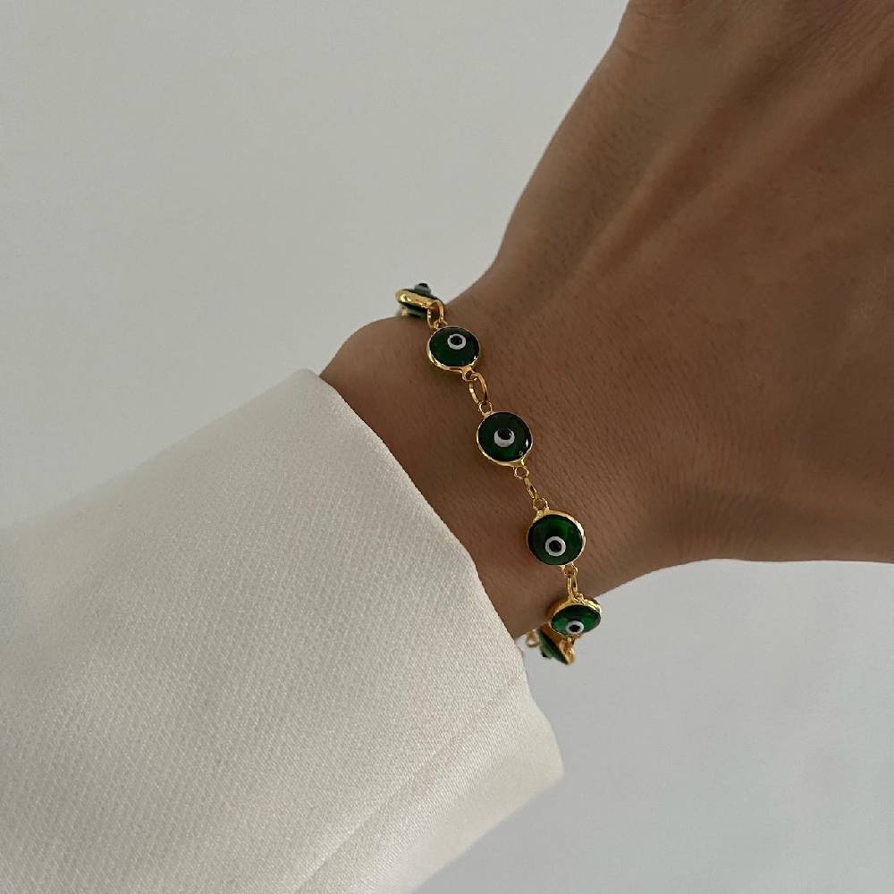 Kardelen Grande Green Nazar Armkette - 925 SILBER Bis zu 60% Rabatt