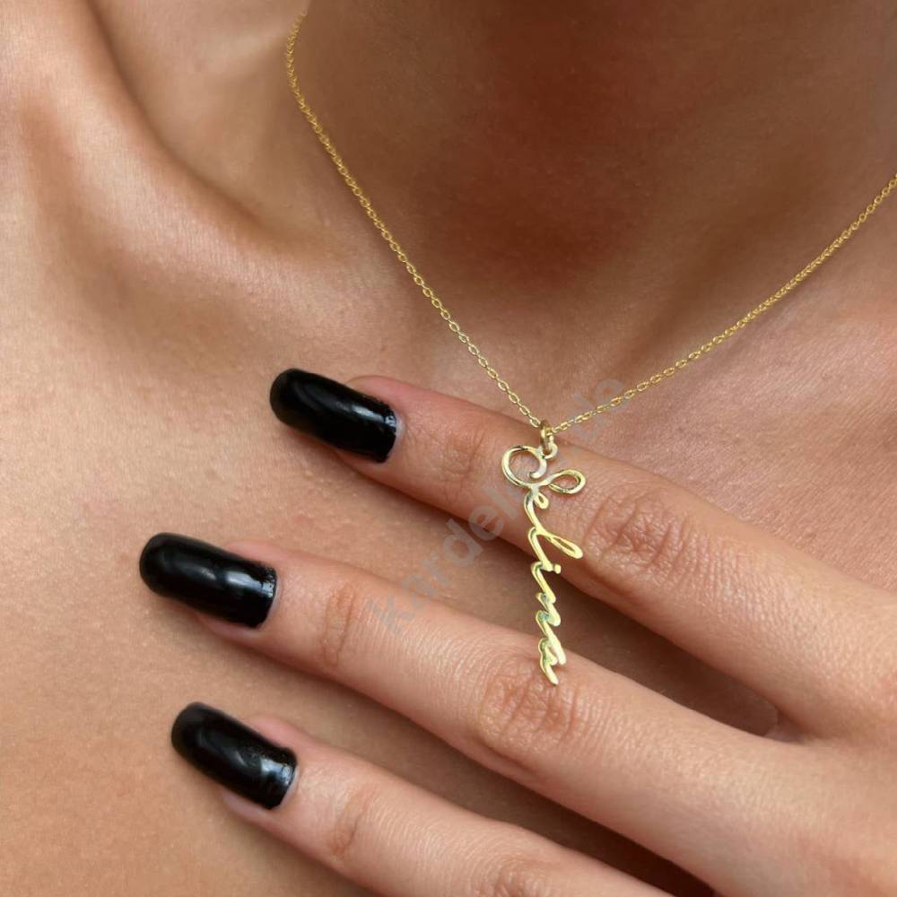 Kardelen 14K GOLD SIGNATUR NAMENSKETTE Nur für heute