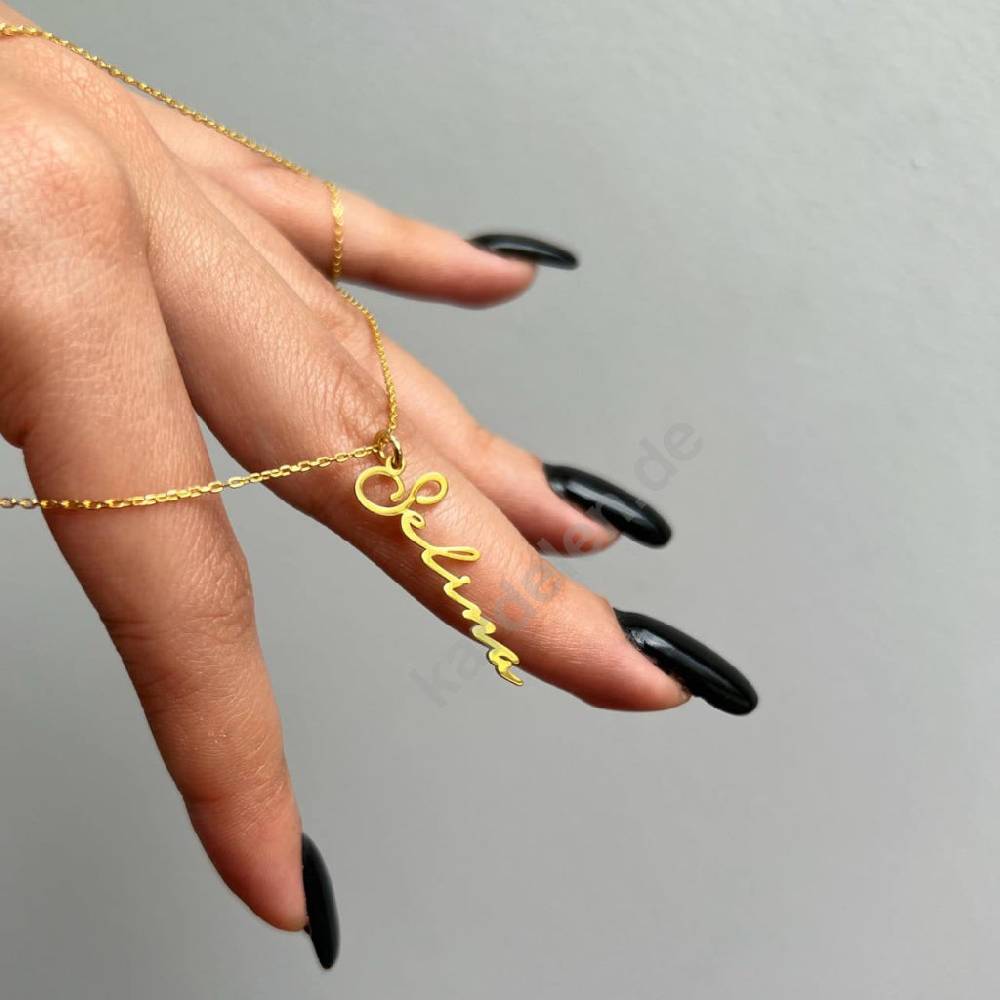 Kardelen 14K GOLD SIGNATUR NAMENSKETTE Nur für heute