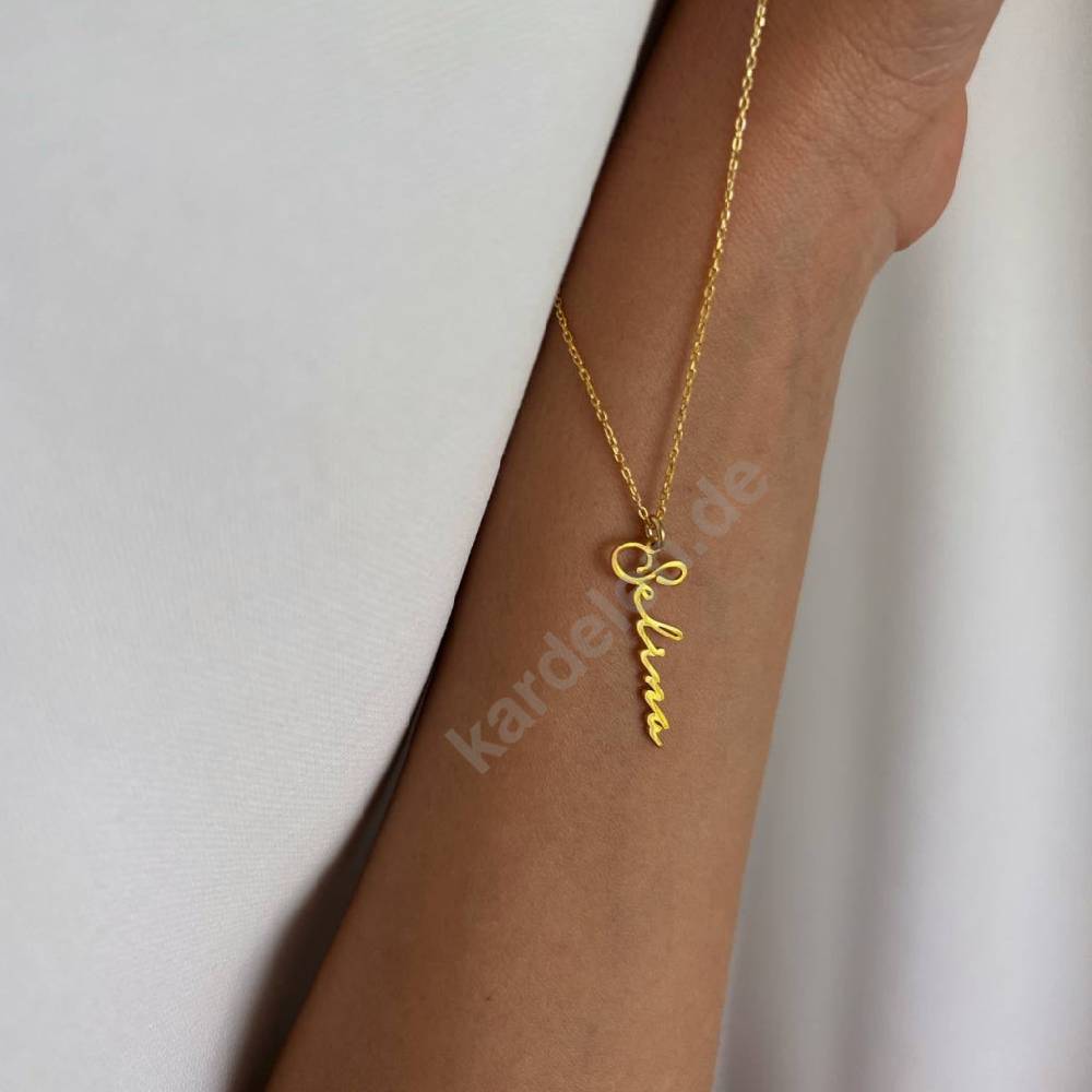Kardelen 14K GOLD SIGNATUR NAMENSKETTE Nur für heute