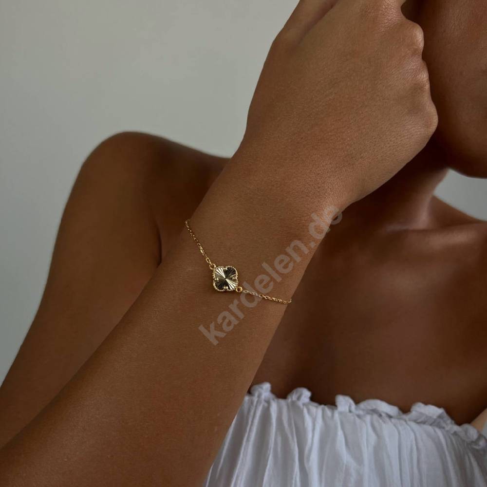 Kardelen 14K GOLD KLEE ARMKETTE II Bis zu 55% Rabatt
