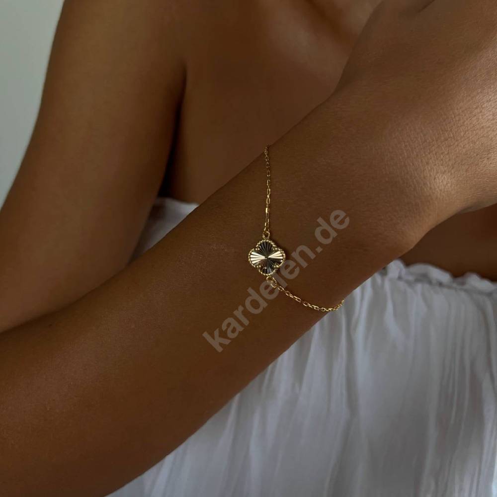 Kardelen 14K GOLD KLEE ARMKETTE II Bis zu 55% Rabatt