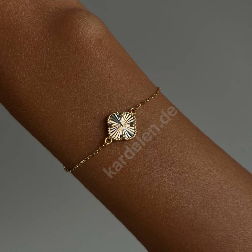 Kardelen 14K GOLD KLEE ARMKETTE II Bis zu 55% Rabatt