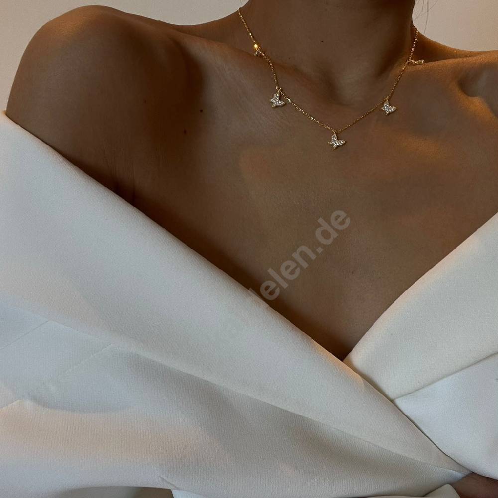 Kardelen 14K GOLD SCHMETTERLING- HALSKETTE Clearance-Verkauf
