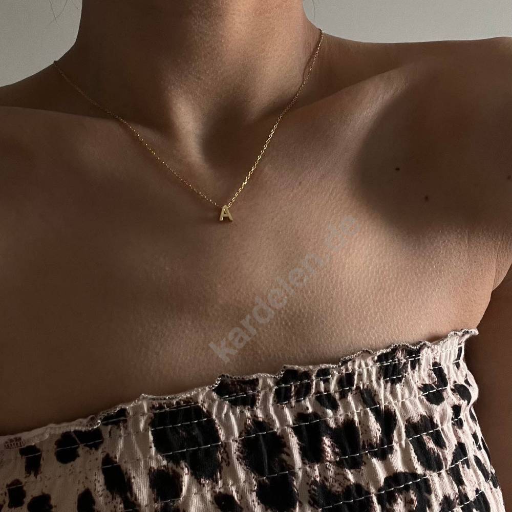 Kardelen 14K GOLD MINIMAL BUCHSTABEN HALSKETTE Kostenloser Versand international