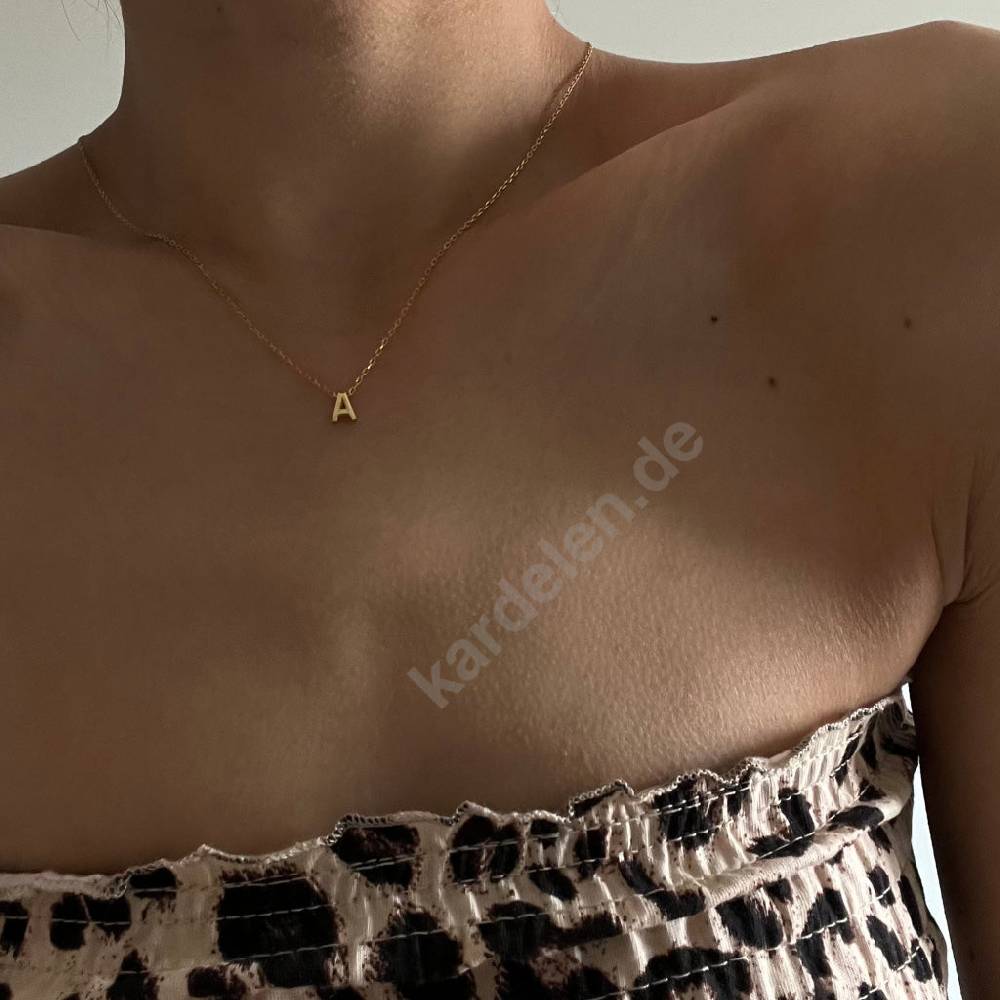 Kardelen 14K GOLD MINIMAL BUCHSTABEN HALSKETTE Kostenloser Versand international