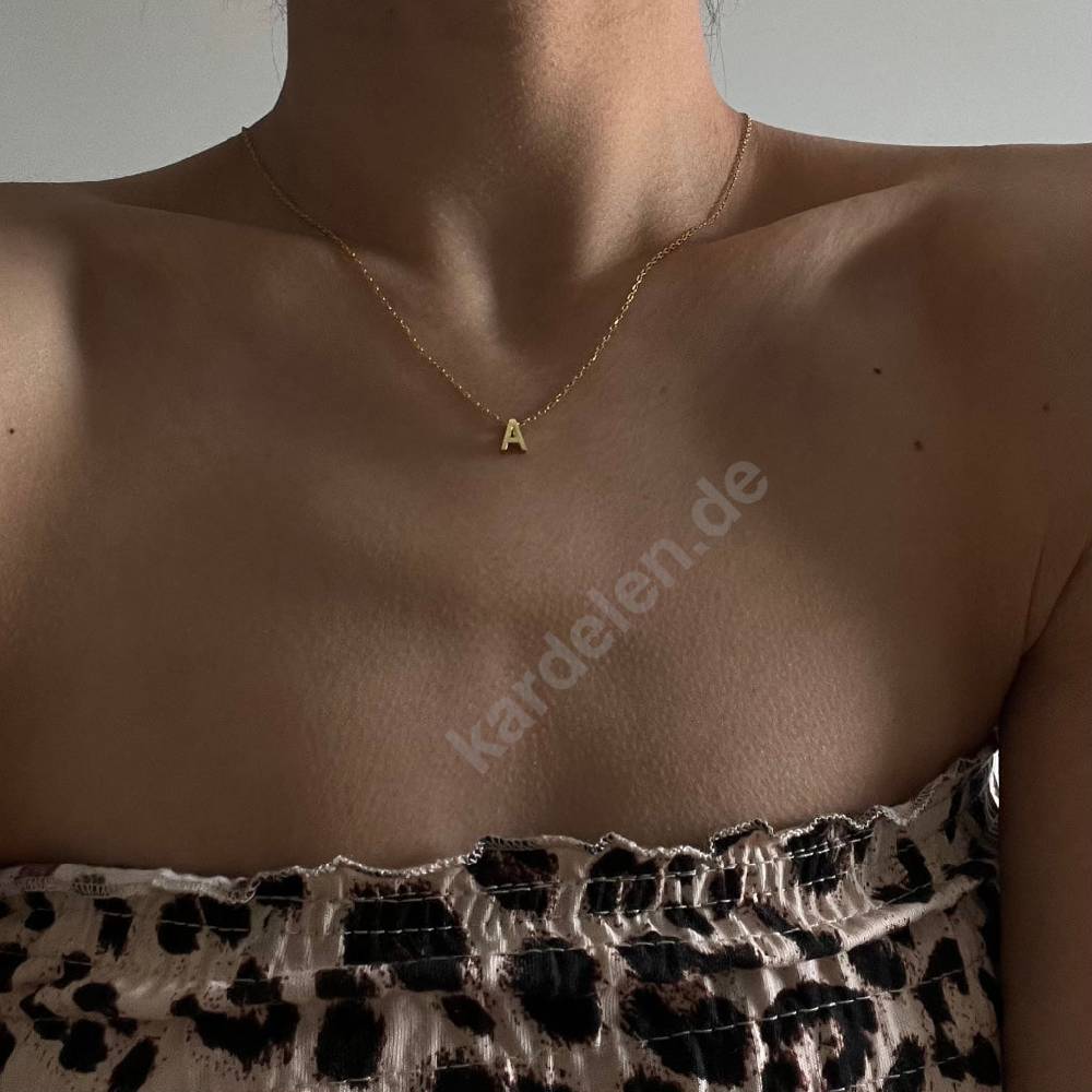 Kardelen 14K GOLD MINIMAL BUCHSTABEN HALSKETTE Kostenloser Versand international