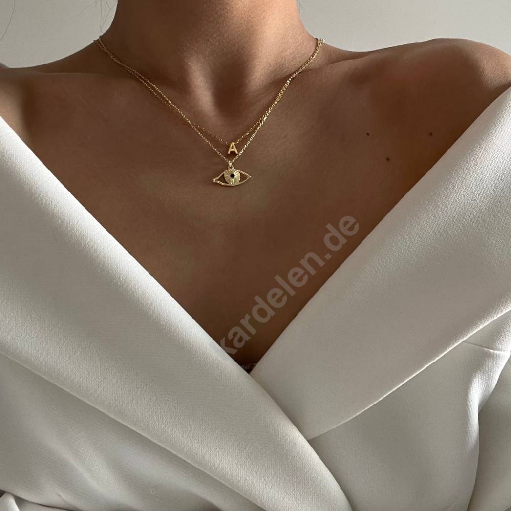 Kardelen 14K GOLD MINIMAL BUCHSTABEN HALSKETTE Kostenloser Versand international