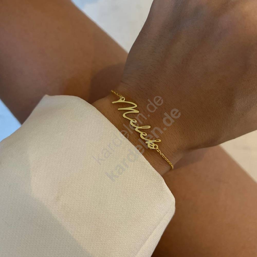 Kardelen 14k Gold Signatur Namens Armkette Fabrikladen