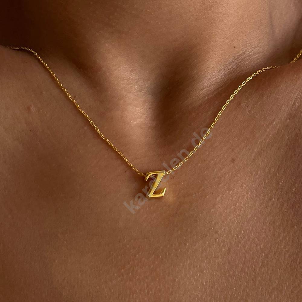 Kardelen 14K GOLD MINI BUCHSTABEN HALSKETTE zollfrei
