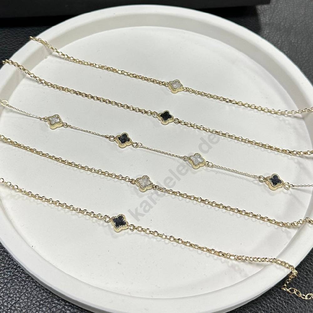 Kardelen 14K GOLD KLEE ARMKETTE III Rabatte dieses Monats