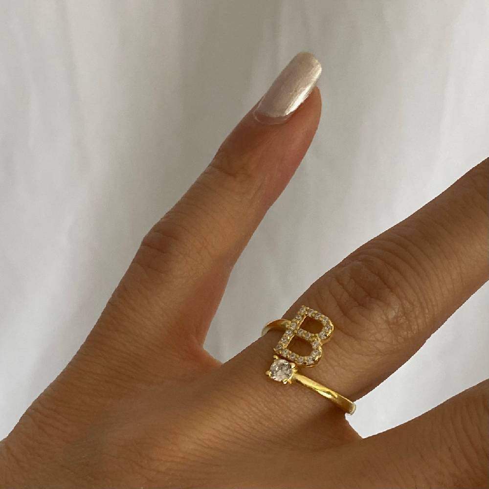 Kardelen Letter Diamond Ring - 925 SILBER Angebote