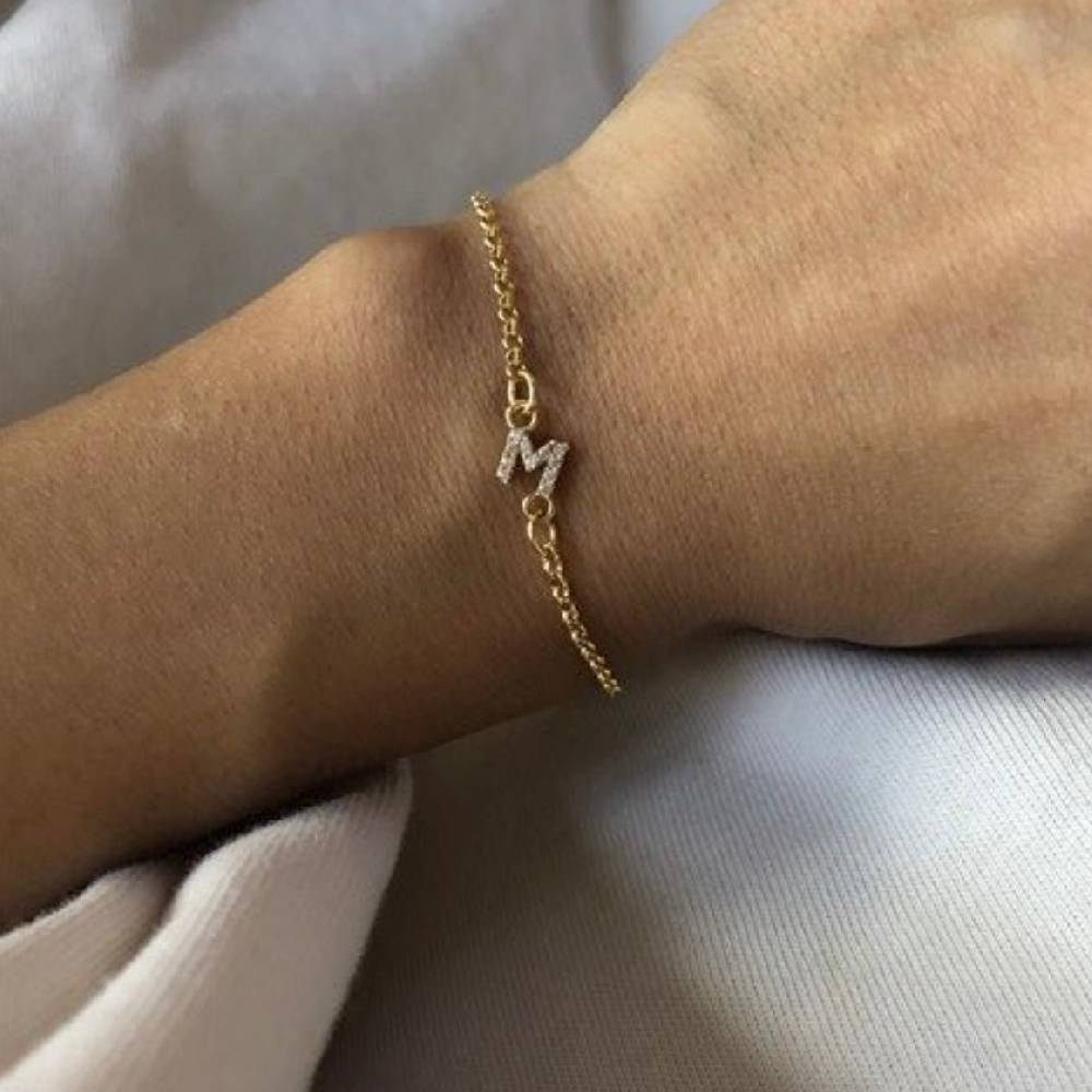 Kardelen Zirkonia Letter Armkette - 925 SILBER im Angebot