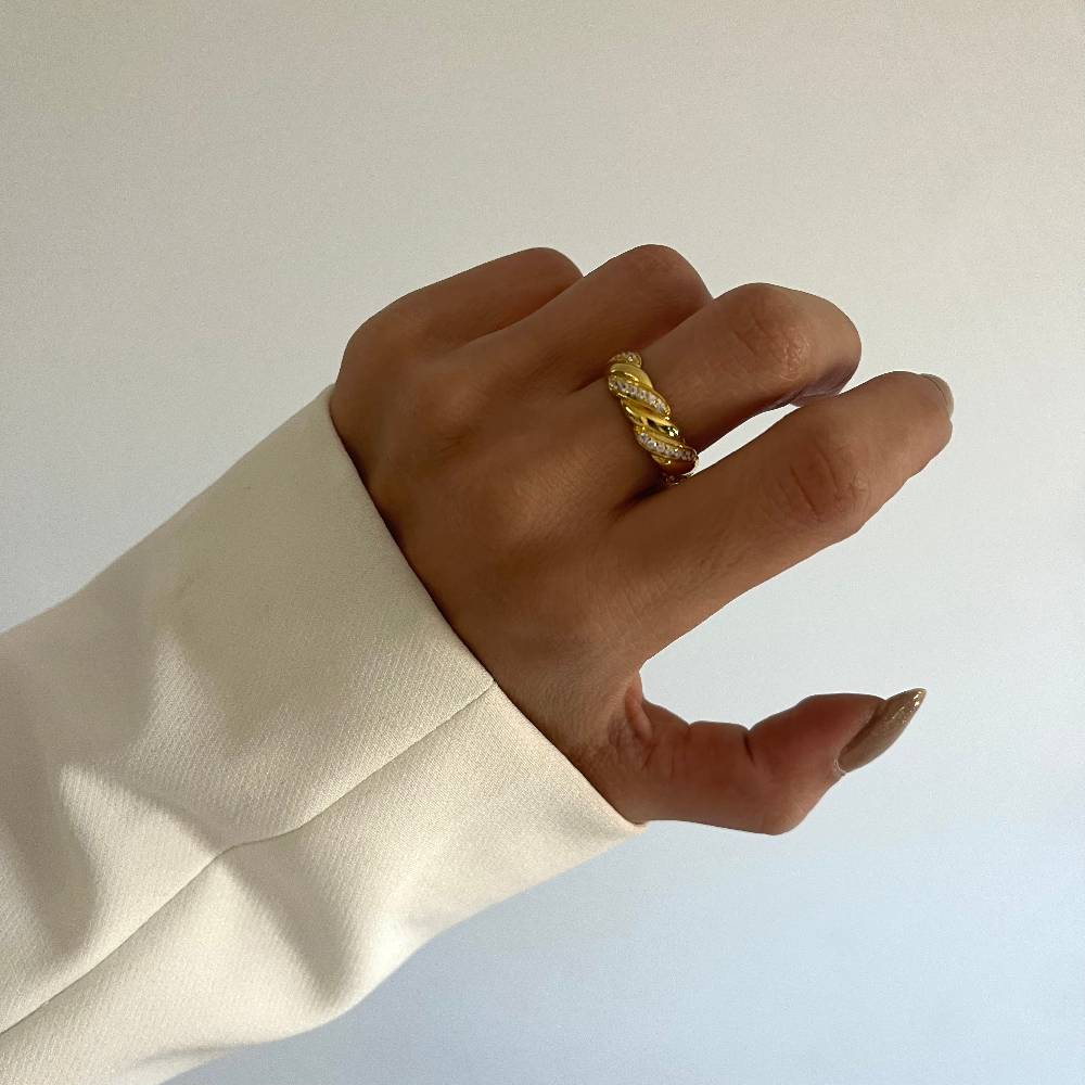 Kardelen Wave Zirconia Ring - 925 SILBER Sonderangebot
