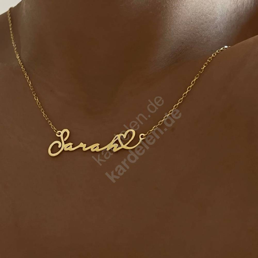 Kardelen 14K GOLD HERZ SYMBOL WAAGERECHT NAMENSKETTE Online Shopping