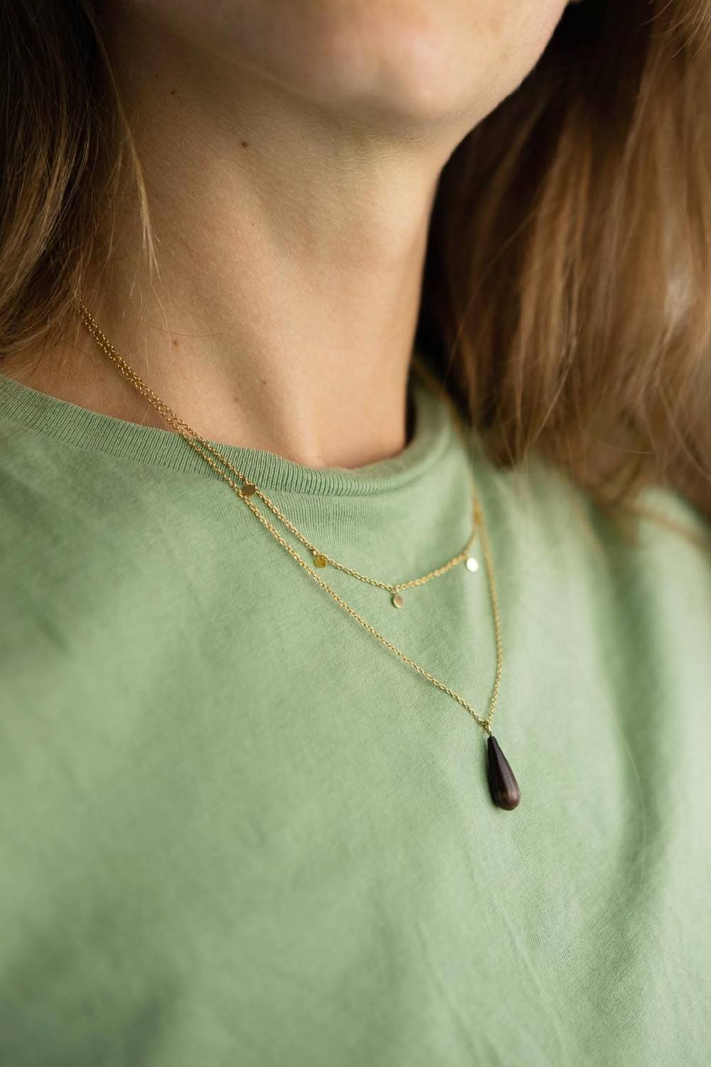 Kerbholz DROP DOUBLE NECKLACE Walnuss Günstiger Verkauf