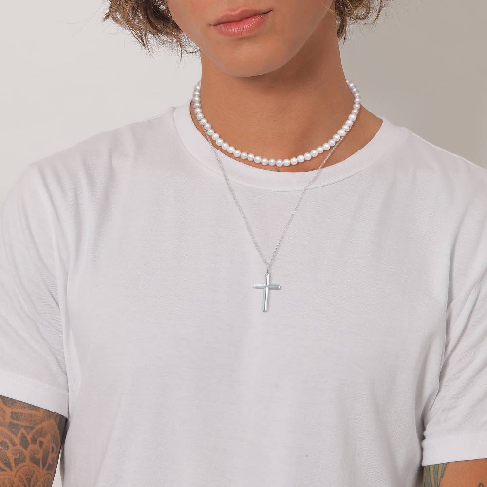 Kuzzoi Halskette Kreuz Anhänger 2er Set | Muschelkernperlen Osterangebot