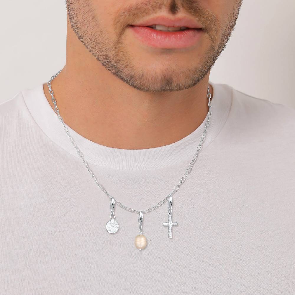 Kuzzoi Charm-Set Kreuz Plättchen Perle | Süßwasserzuchtperle Valentinstagsangebot