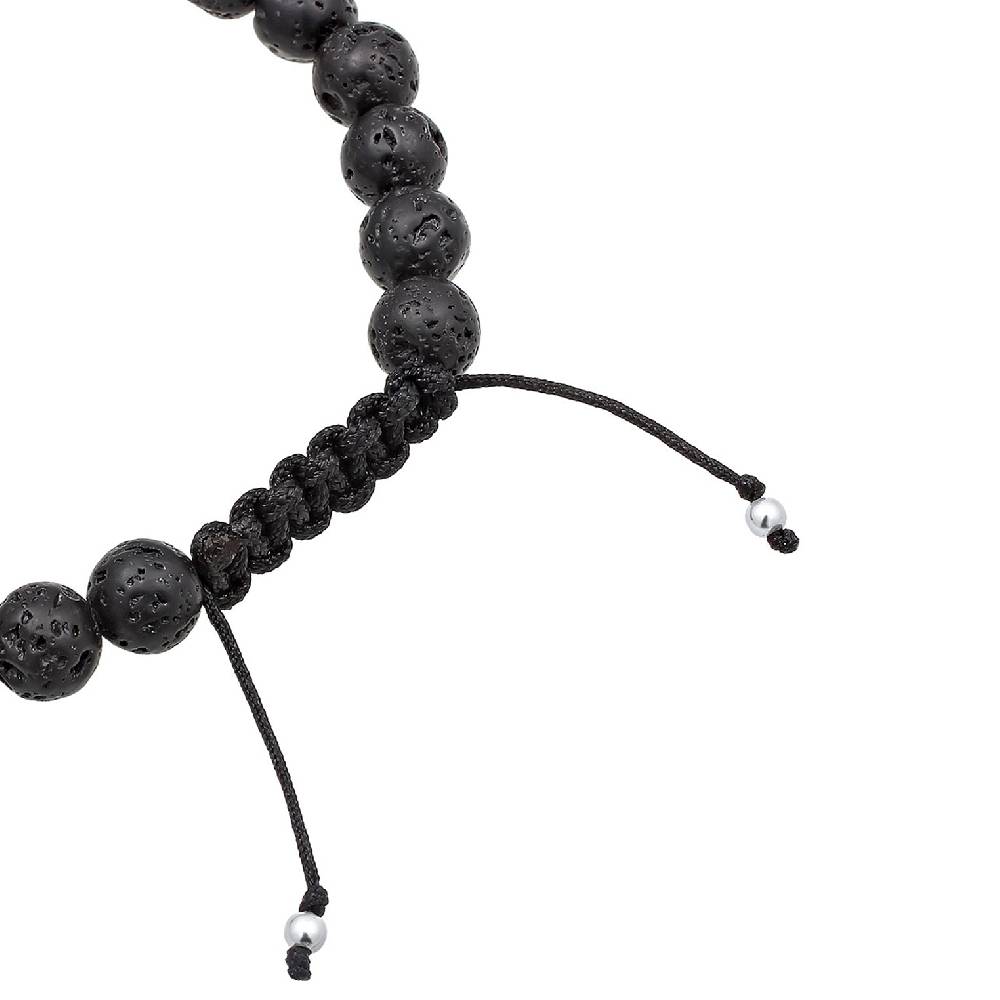Kuzzoi Armband Kreuz | Lava Steine (Schwarz) Heißer Verkauf