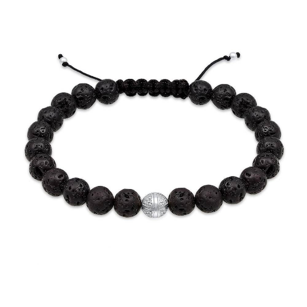 Kuzzoi Armband Kreuz | Lava Steine (Schwarz) Heißer Verkauf
