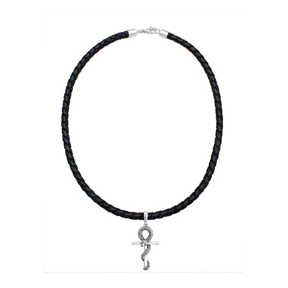 Kuzzoi Halskette Kreuz Schlange | Leder Top Angebot