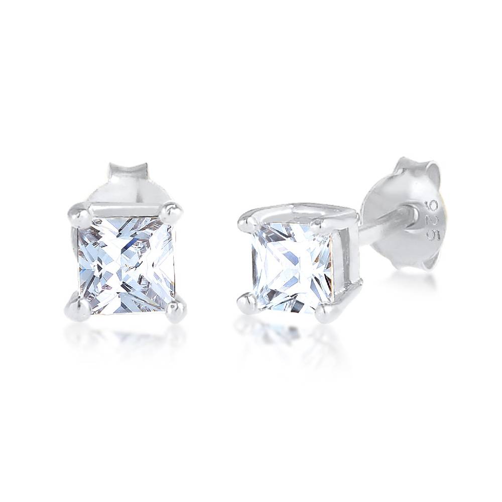 Kuzzoi Ohrstecker Quadrat | Zirkonia Kristalle (Weiß) Bestseller