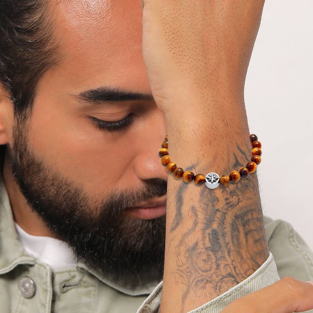 Kuzzoi Armband Kompass | Tigerauge (Braun) Letzter Tag