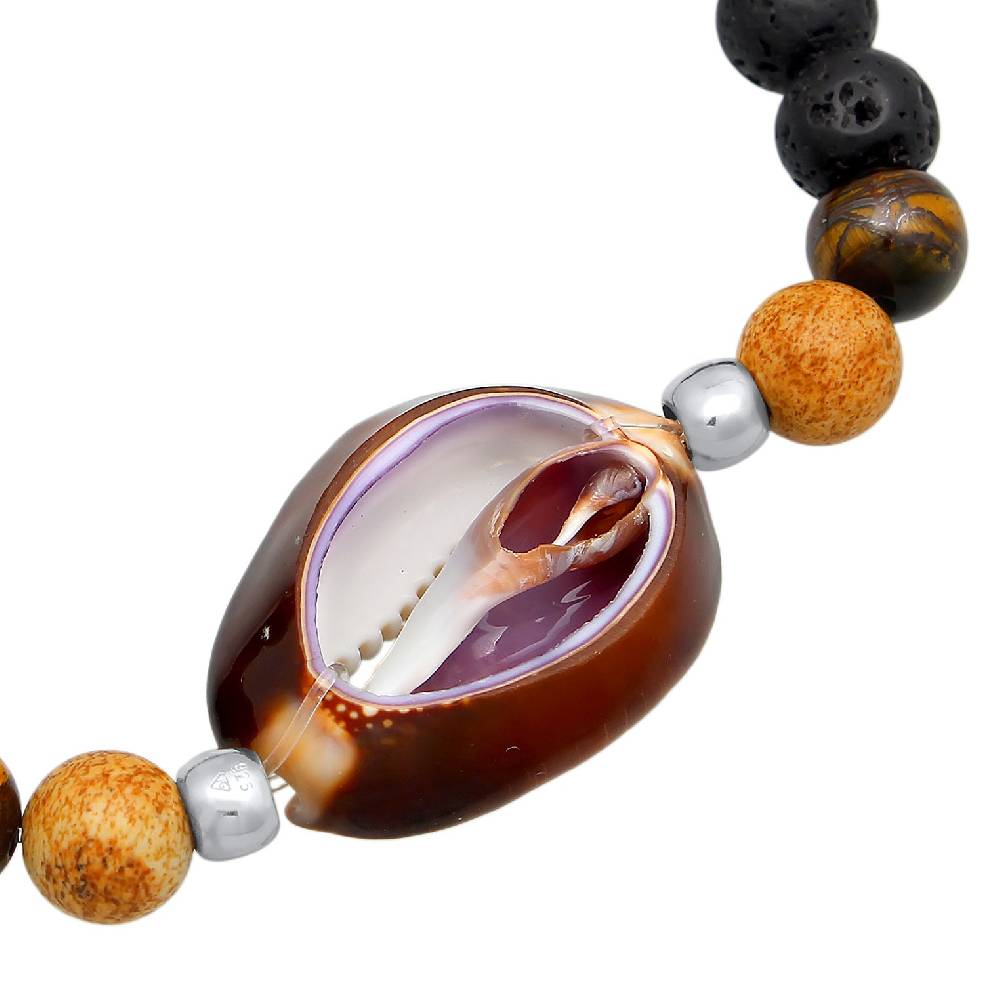 Kuzzoi Armband Kauri Muschel | Tigerauge, Lava Perlen Bis zu 60% Rabatt