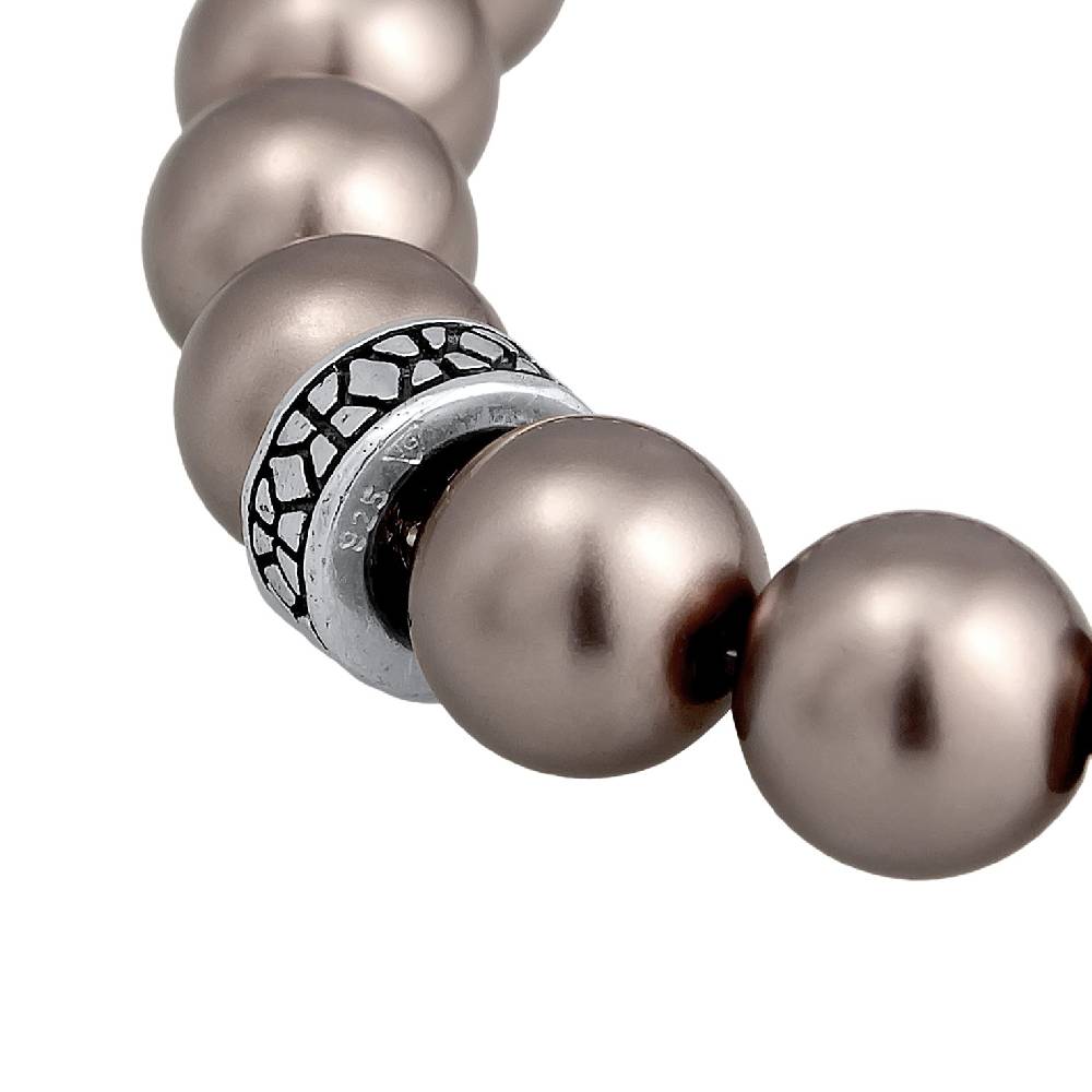 Kuzzoi Armband Beads Elegant | Glasperlen (Grau) Fabrik Onlineshop