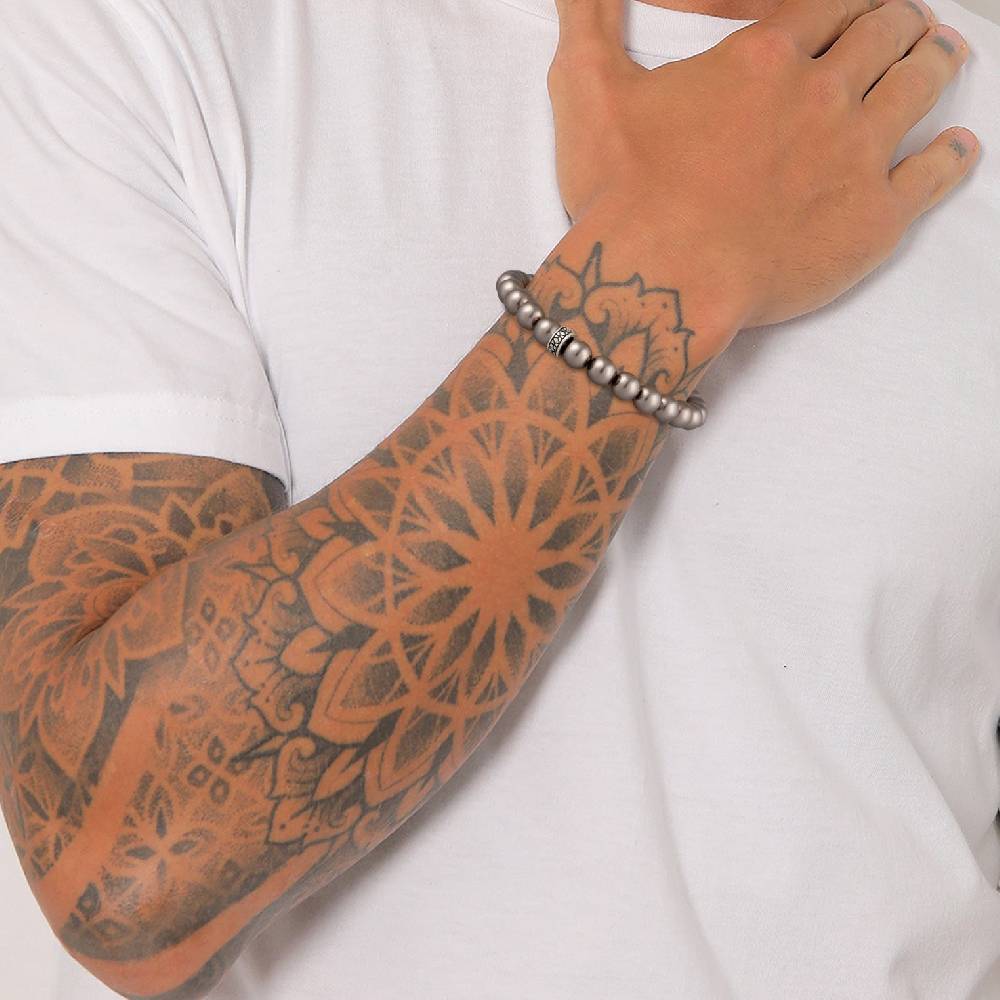 Kuzzoi Armband Beads Elegant | Glasperlen (Grau) Fabrik Onlineshop