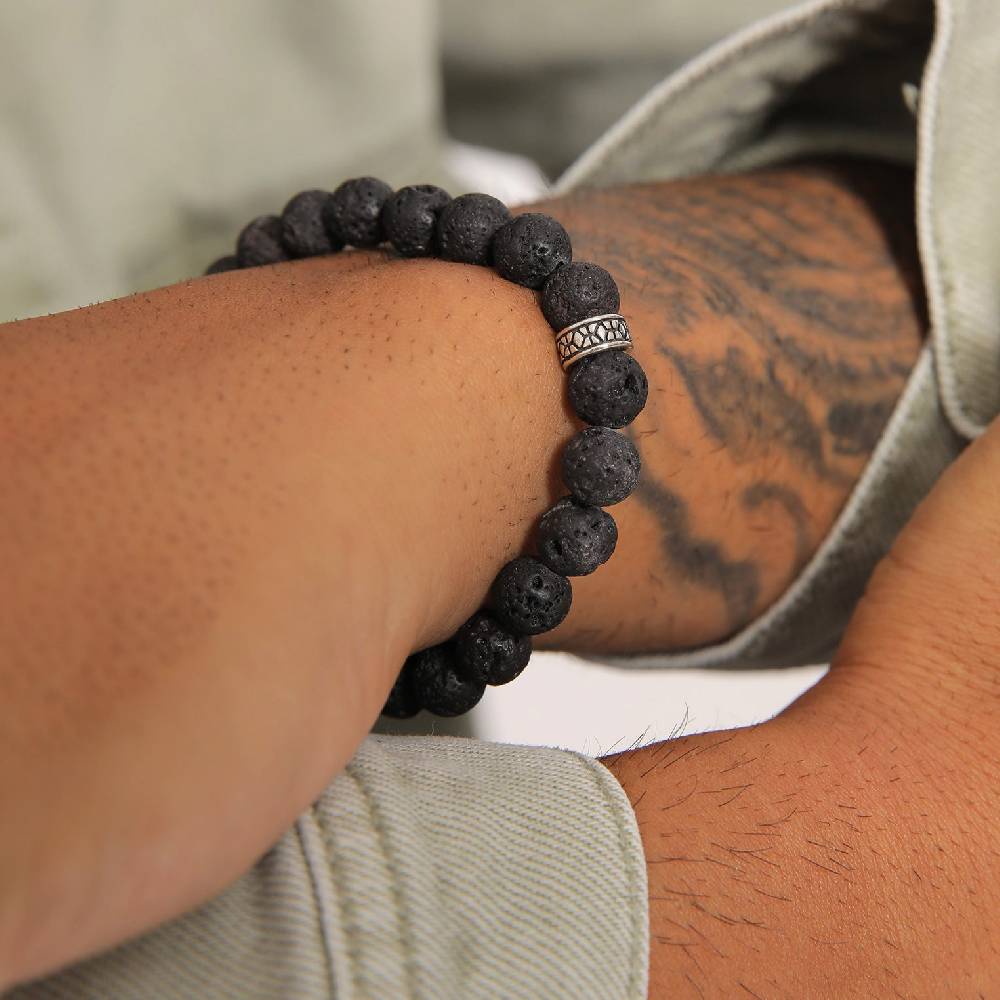 Kuzzoi Armband Vintage | Lava Perlen (Schwarz) Blitzverkäufe