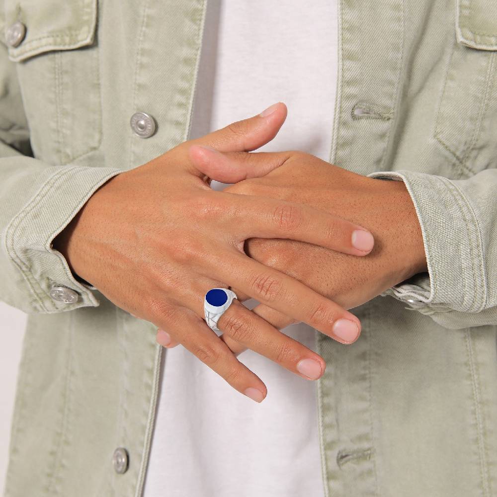 Kuzzoi Siegelring Elegant | Emaille (Blau) Kostenloser Versand international