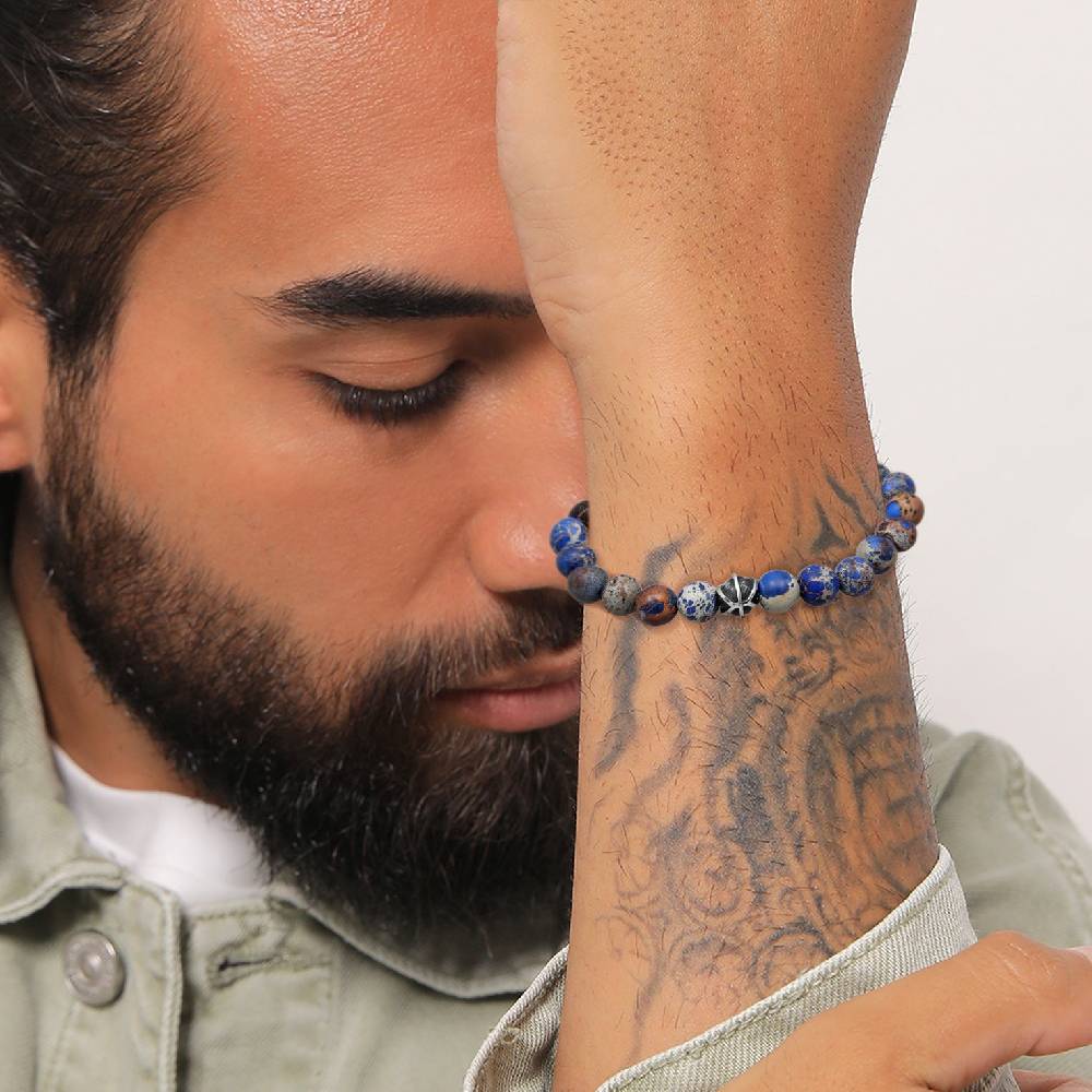 Kuzzoi Armband Kugeln | Achat (Blau) Kauf eins, bekomm eins gratis