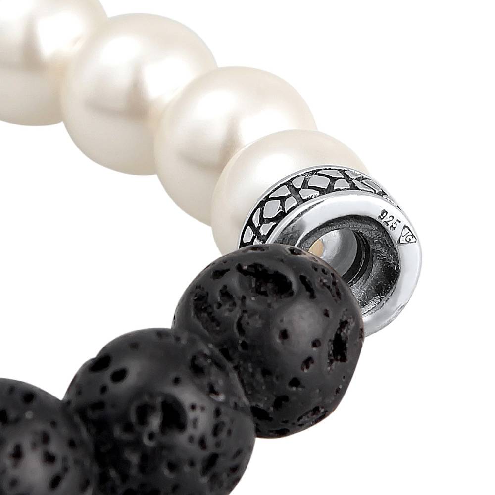 Kuzzoi Armband Schwarz-Weiß | Lava Perlen Flash Sale