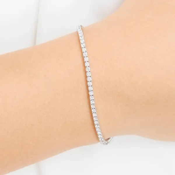 Leaf Jewelry Tennisarmband mit Diamanten, Weißgold, 3.42ct, 17.0cm Wochenangebot