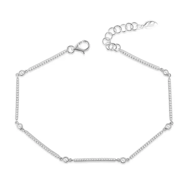 Leaf Jewelry Armband Bar, 18K Weissgold, Diamanten Kostenlose Rückgabe