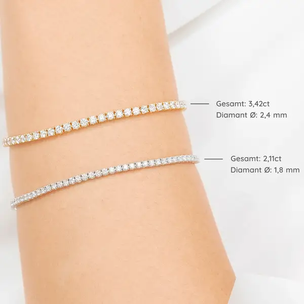 Leaf Jewelry Tennisarmband mit Diamanten, Gelbgold, 3.42ct, 17.0cm Letzte 3 Tage