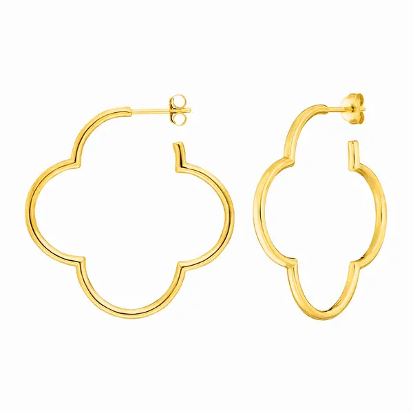 Leaf Jewelry Creole Kleeblatt, 40mm, 14 K Gelbgold Neueste Stile
