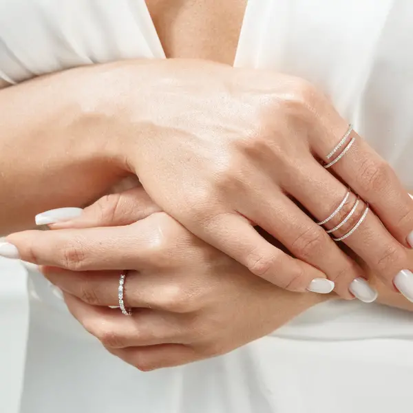 Leaf Jewelry Ring mit Baguette Diamanten, 14K Weißgold Letzte 2 Tage