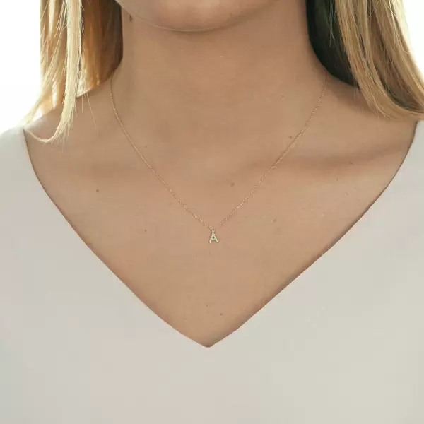 Leaf Jewelry Buchstabenketten, 14 K Rosegold mit Diamanten Bis zu 50% Rabatt