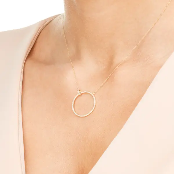 Leaf Jewelry Halskette Circle Groß mit Diamanten, 18 K Gelbgold Nur für heute