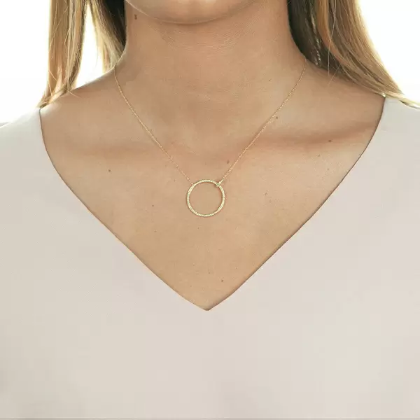Leaf Jewelry Halskette Circle Groß mit Diamanten, 18 K Gelbgold Nur für heute